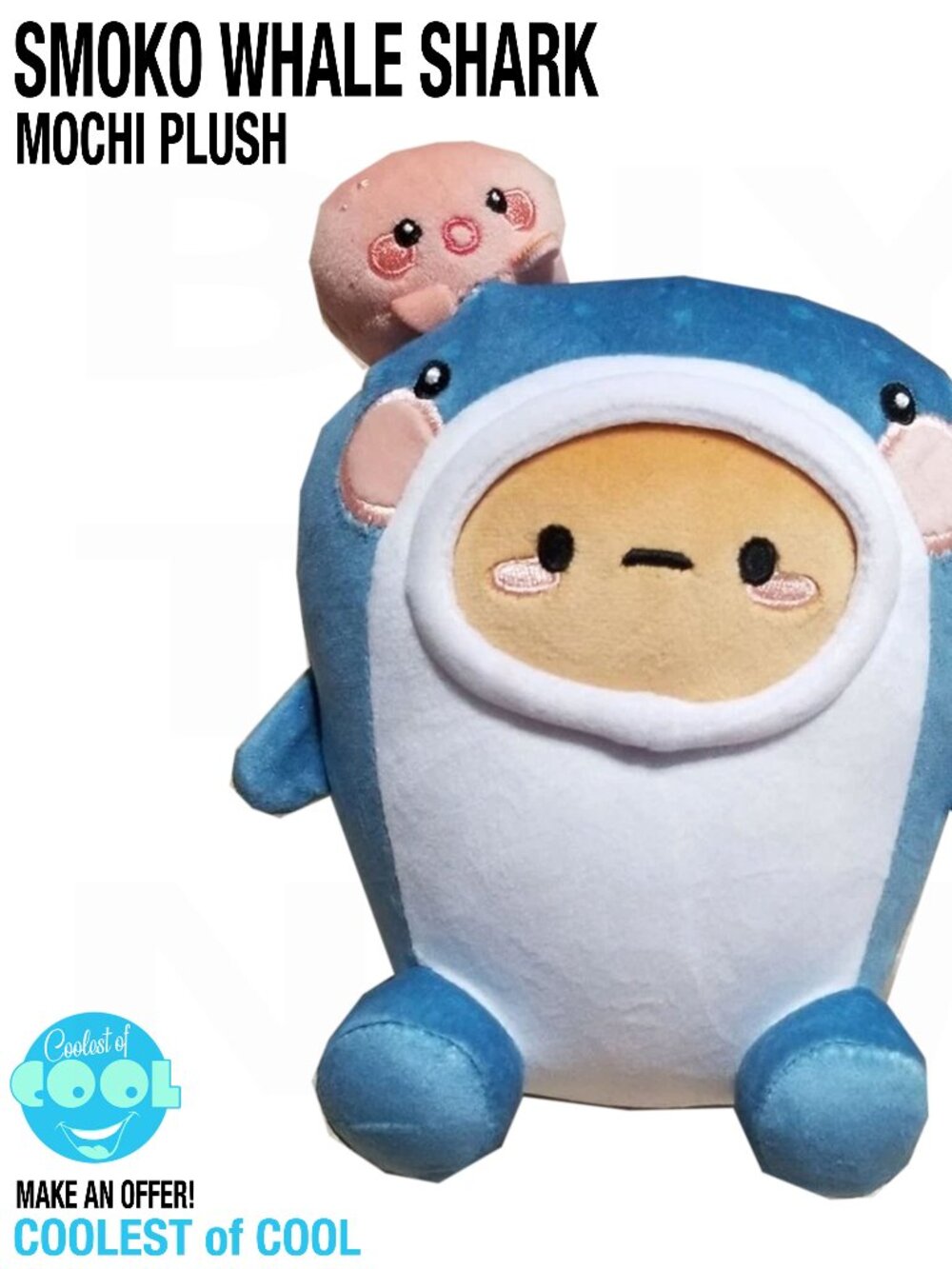 Smoko Whale Shark Tayto Potato Mini Mochi Plush 7" Brand Under the Sea New w tag